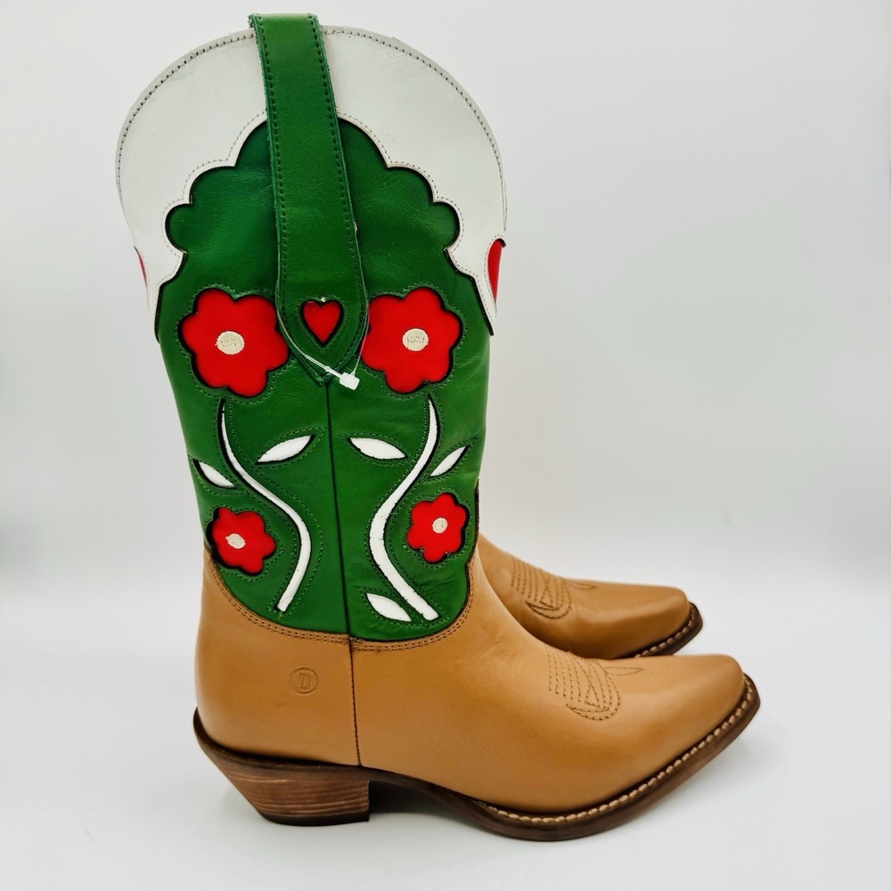 Dingo Coming Up Roses Boots Women's Size 6.5 Camel Leather - Picture 5 of 16